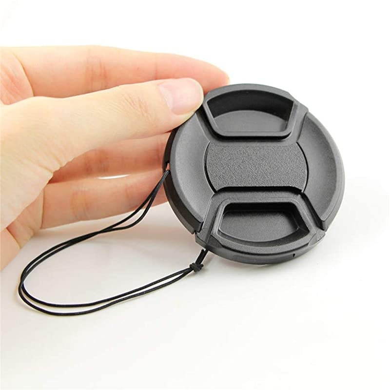 Lens Cap Snap-On Center Pinch Front Lens Cover with Strap Compatible for Canon Nikon Sony Fujifilm Olympus (37mm)