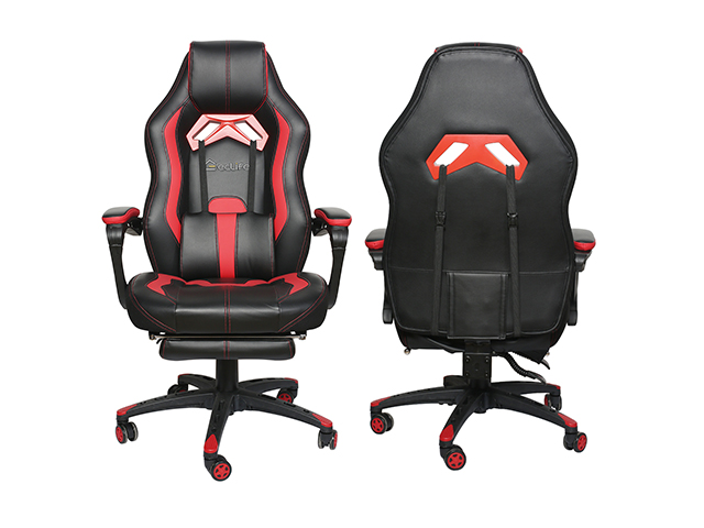 Gaming Chair Office Chair PC Chair with Massage Lumbar Support, Vantage Style PU Leather High Back Adjustable Swivel Task Chair with Footrest,Blue,GC26