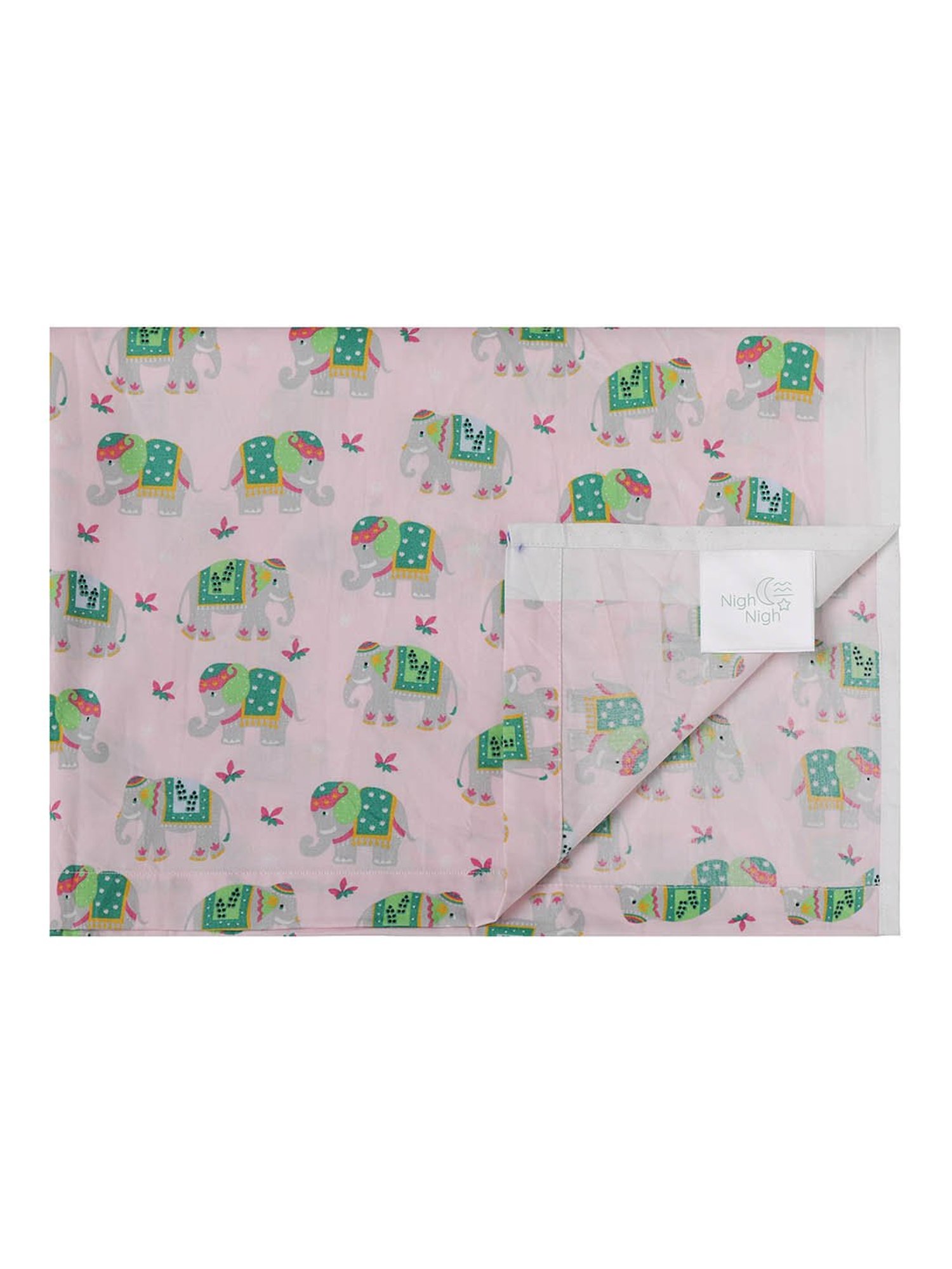 Nigh Nigh Elephant Baby Pink Cotton 300 TC Kids Bed Linen Set