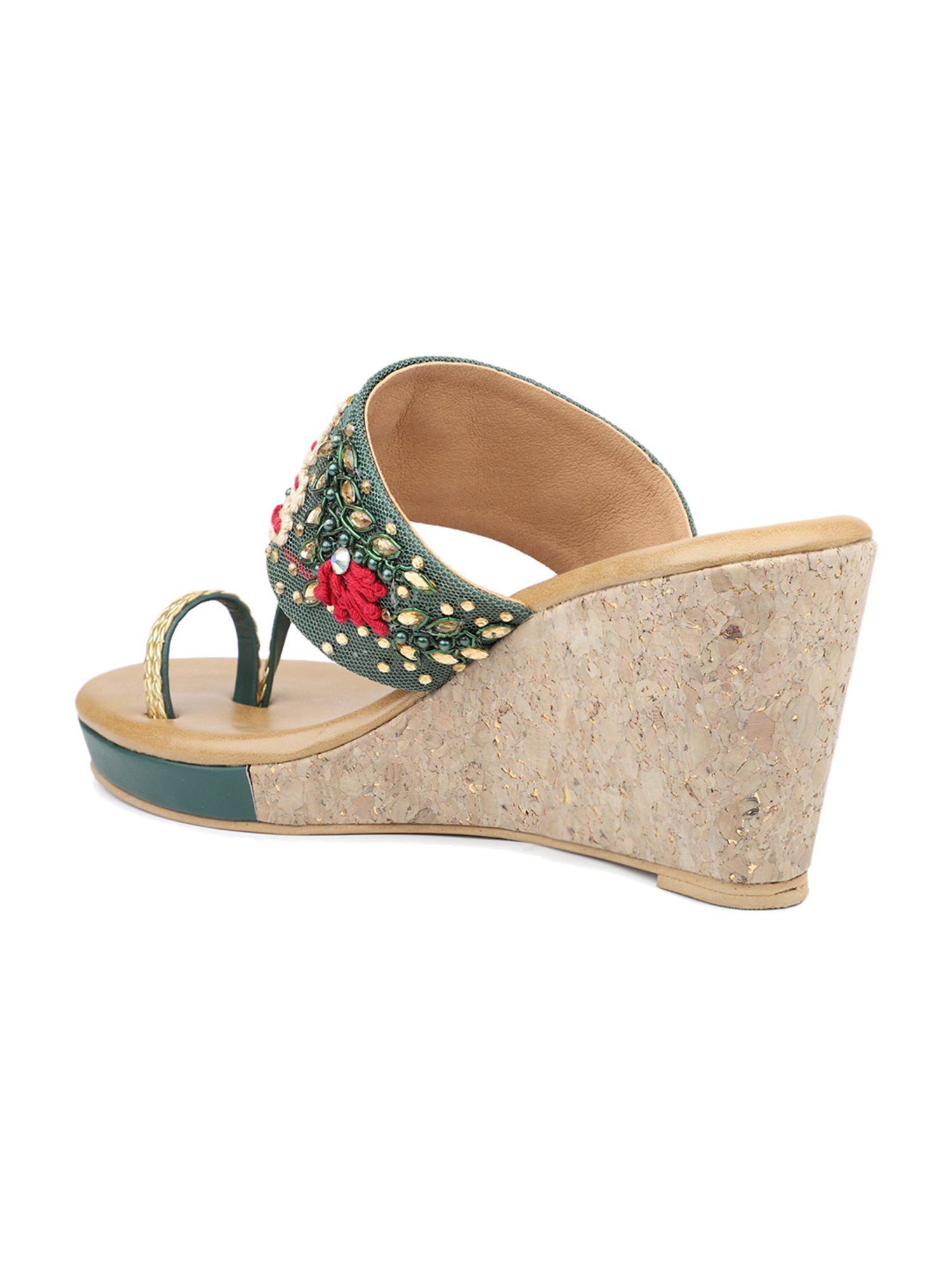 Inc.5 Women's Green Toe Ring Wedges