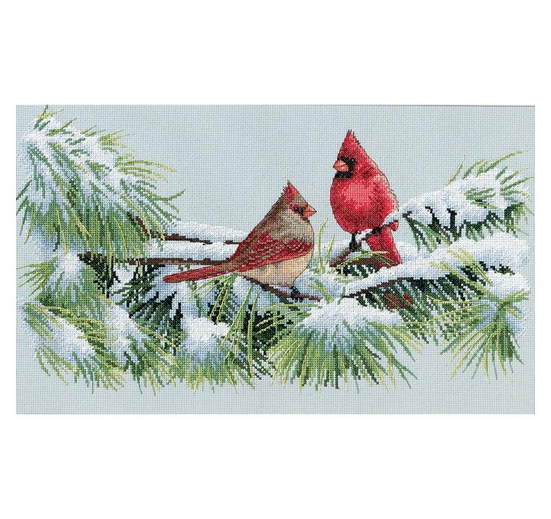 Dimensions Counted Cross Stitch Kit 15"X9"-Winter Cardinals (16 Count)