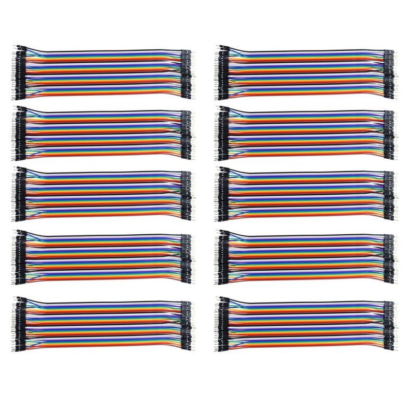 10Pcs Breadboard Wire Line 40Pin 2.54 Spacing Male to Male Breadboard Jumper Wires Ribbon Cables Colorful (10cm Male to Male)