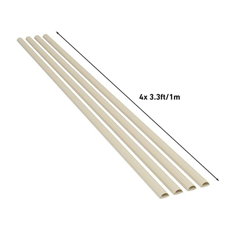 Micro Plus Cable Raceway Kit | SelfAdhesive Wire Covers | Electrical Raceway Popular Cable Organizer for Home Theater TV Office and Home | 4 x 39 Inch Channels Per Pack Small Beige