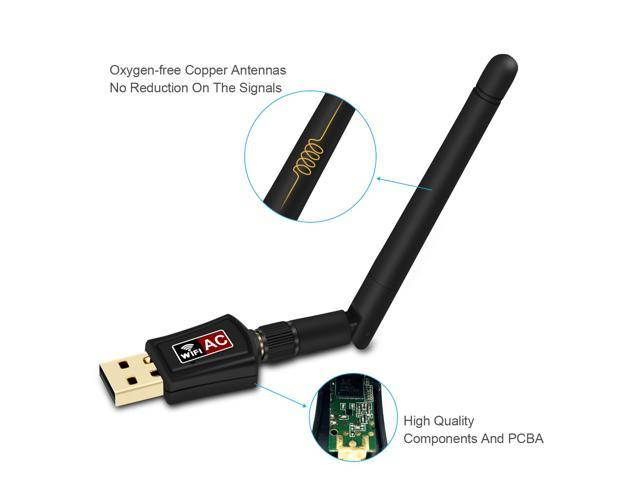 AC600 Long Range USB WiFi Adapter, 802.11AC 600Mbps Wireless Network Adapter Dual Band 2.4G/150Mbps + 5G/433Mbps, External Antenna for Windows 10 / 8.1 / 8 / 7 / XP /Vista, MAC OS