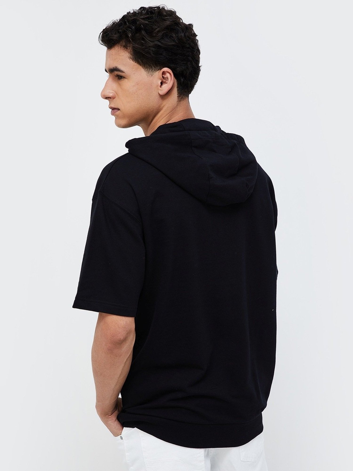 Forca Black Regular Fit Hooded Sweartshirt