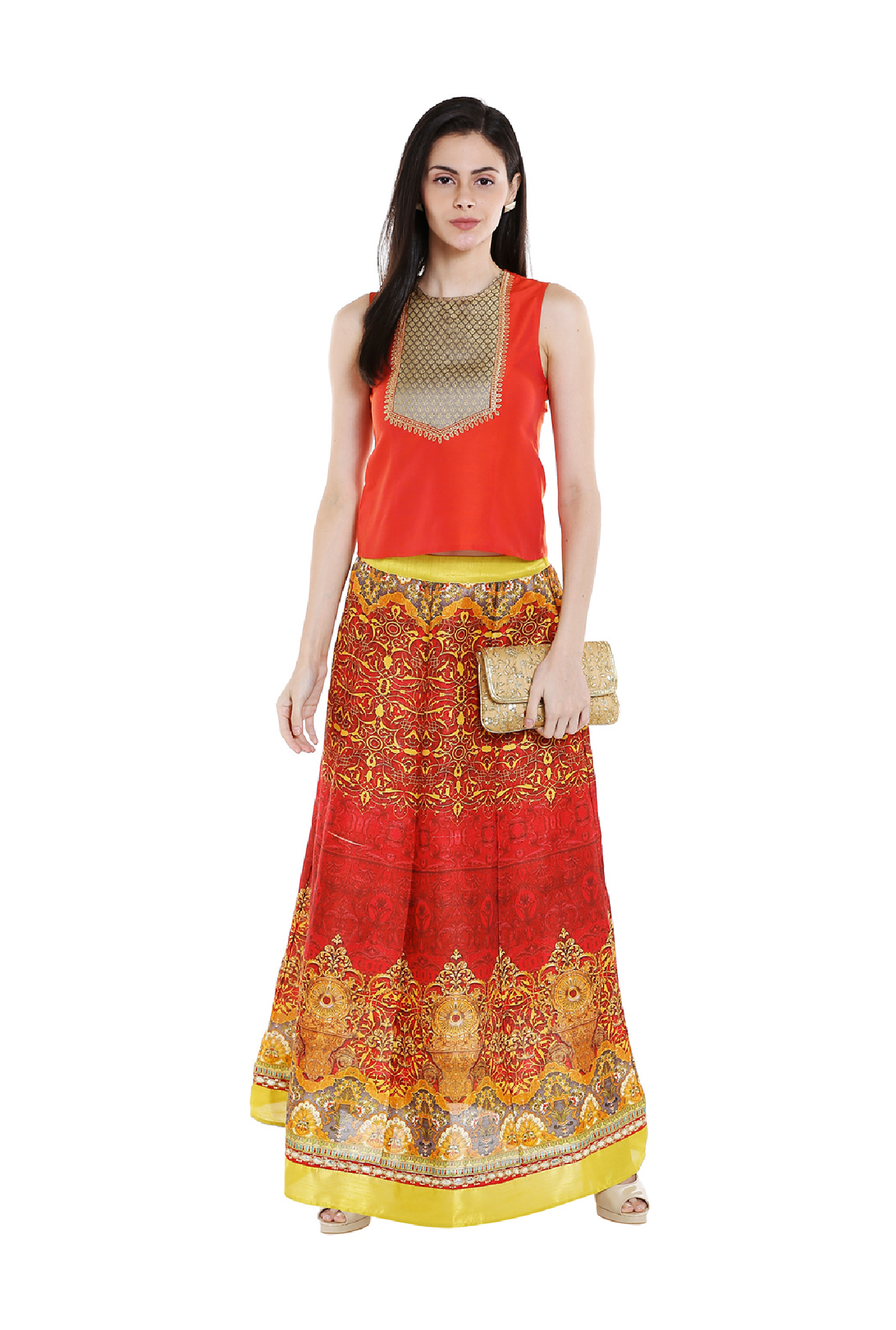 Fusion Beats Multicolor Printed Maxi Skirt