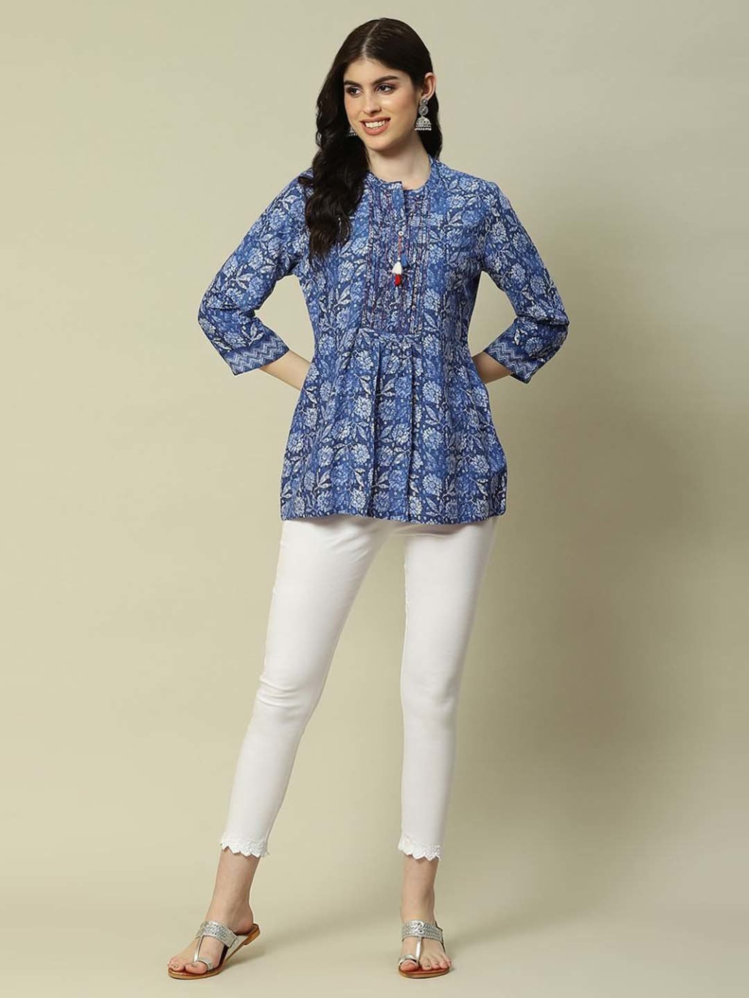 Rangriti Blue Printed Top