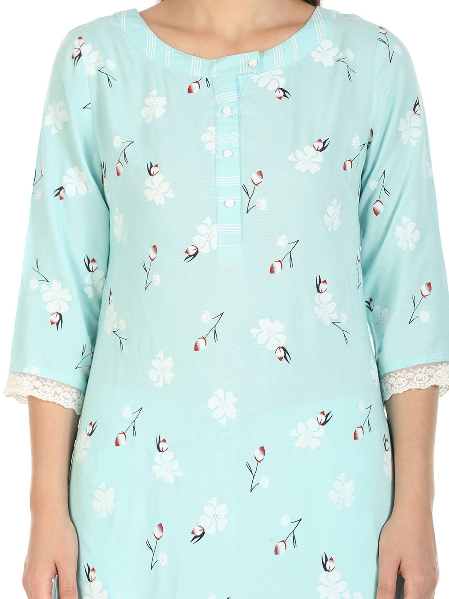 Mustard Blue Printed Straight Kurta