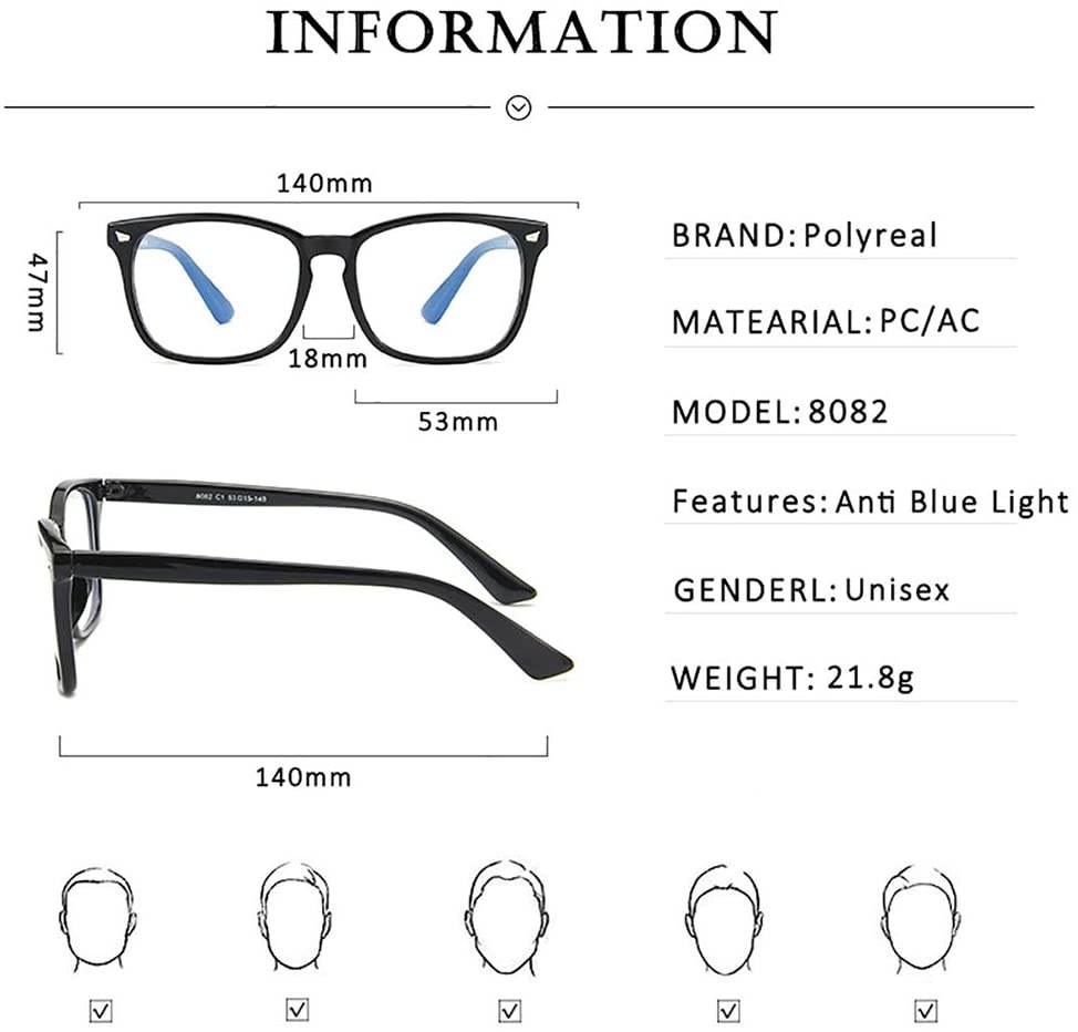 Blue Light Blocking Glasses for Women Men Square Nerd Eyeglasses Anti Eyestrain/UV Glare Reading/TV/Phone/Computer Gaming Glasses Frame