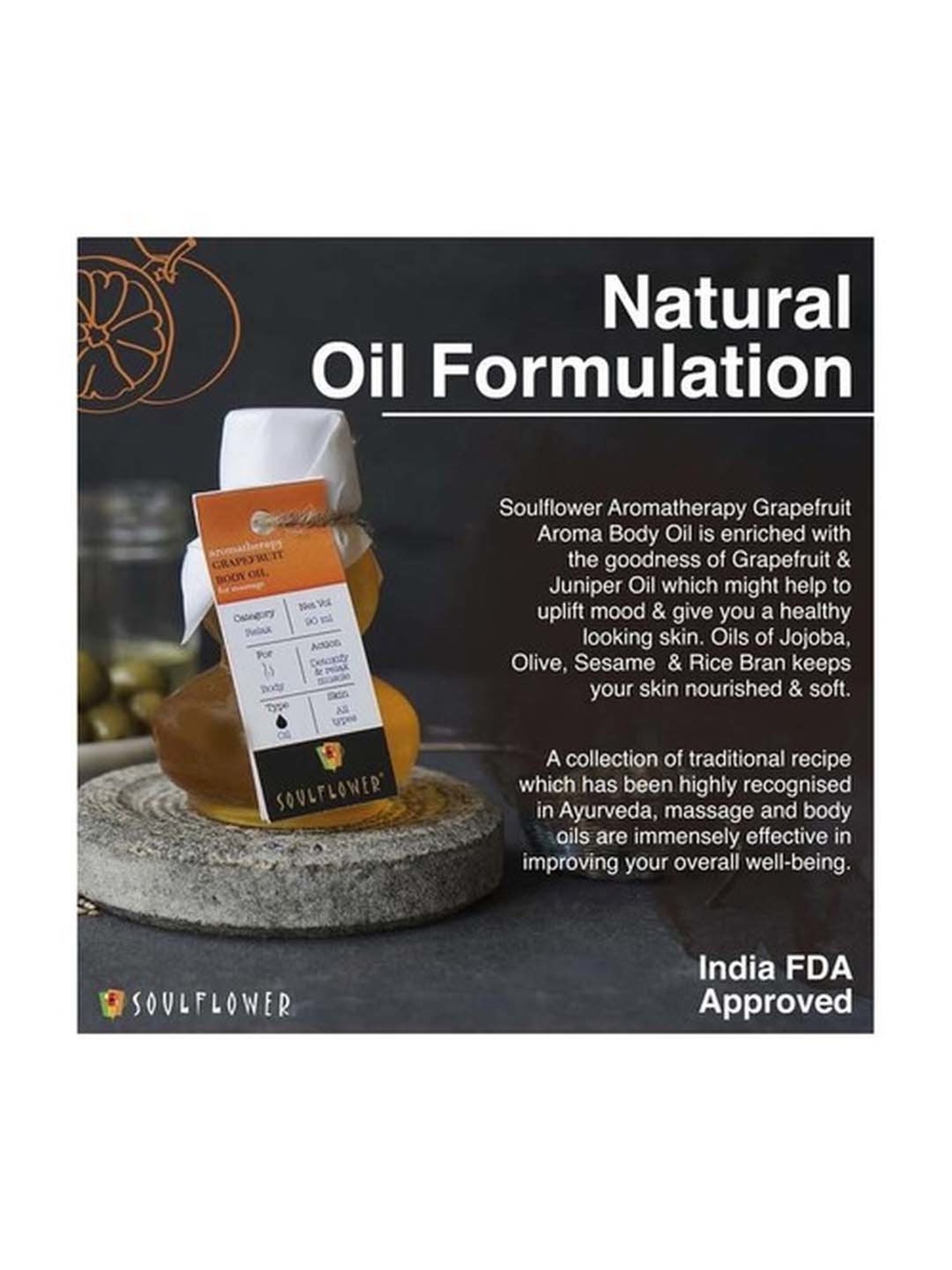 Soulflower Grapefruit Aroma Massage Oil - 90 ml