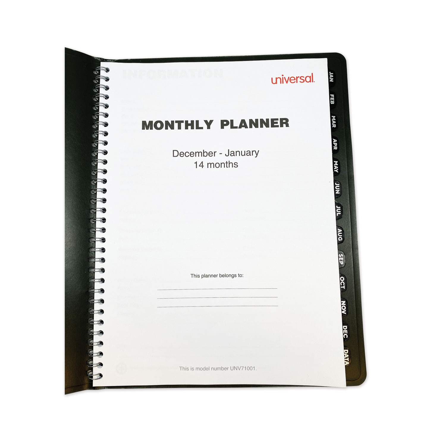 Universal Monthly Planner 11 x 8 Black 2021 71001