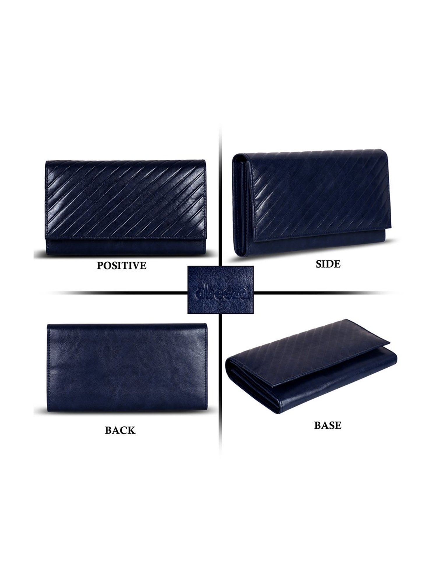 Abeeza Blue Textured Leather Large Clutch