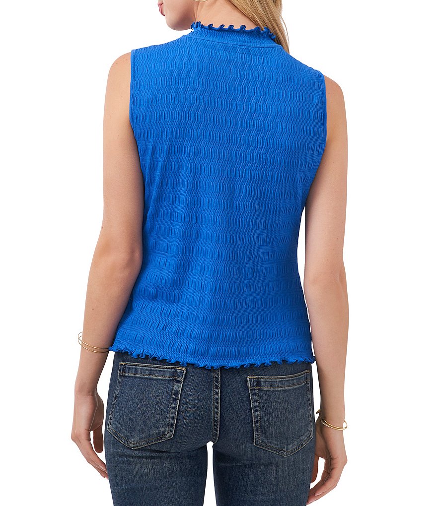 Vince Camuto Sleeveless Mock Neck Smocked Knit Shell