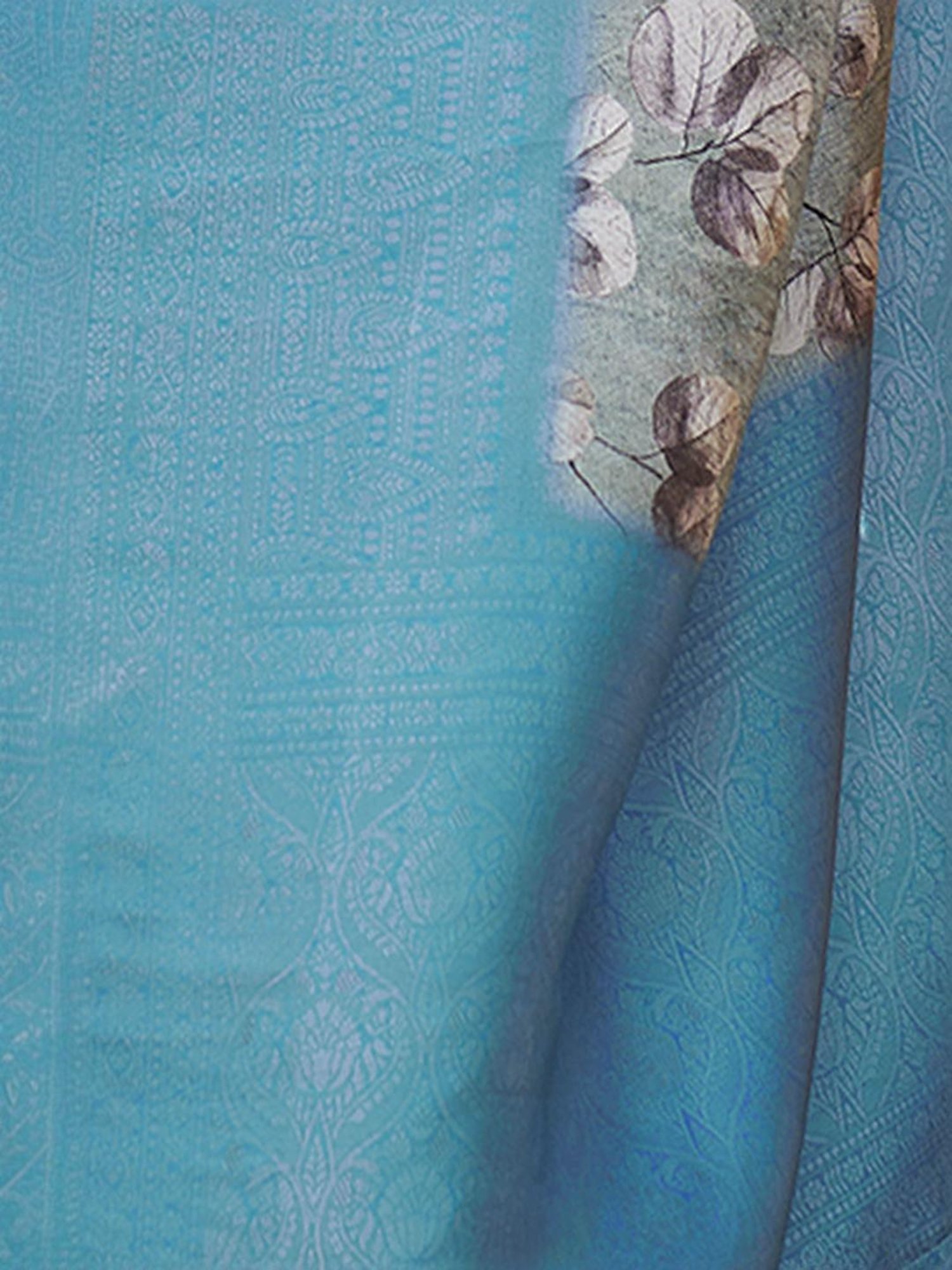 Satrani Blue Woven Saree With Unstitched Blouse