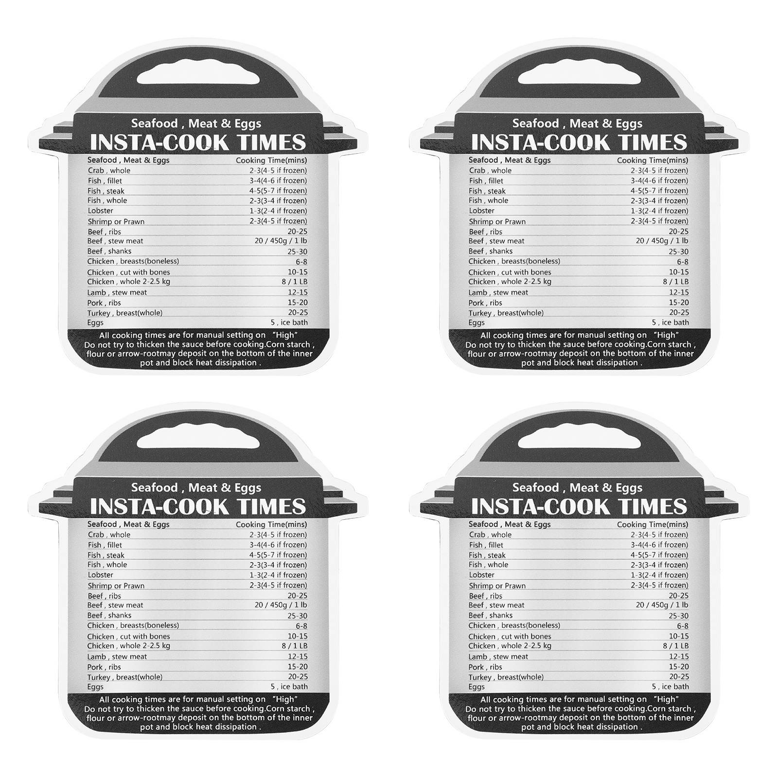 4Pcs Decorative Kitchen Cook Time Sticker Cook Time Magnet Instant Cooking Pot Decal