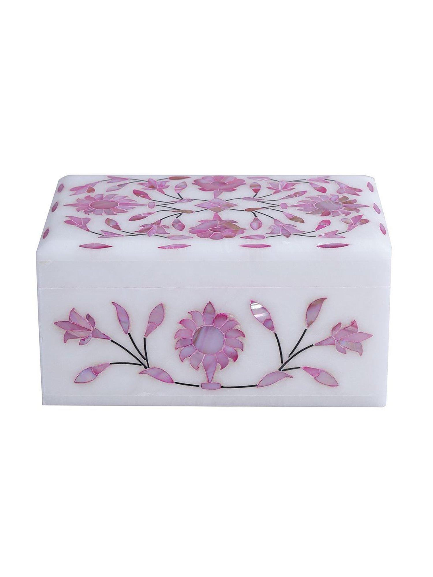 Aapno Rajasthan Pink & White Marble Multiusage Box