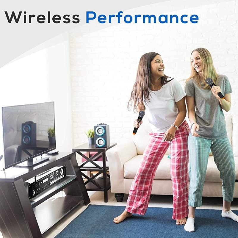 Bluetooth Home Audio Power Amplifier -4 Ch. 3000W, Stereo Receiver w/ Speaker Selector, FM Radio, USB, Headphone, 2 Wireless Mics for Karaoke, Great for Home Entertainment System -  PWMA3003BT.NEW