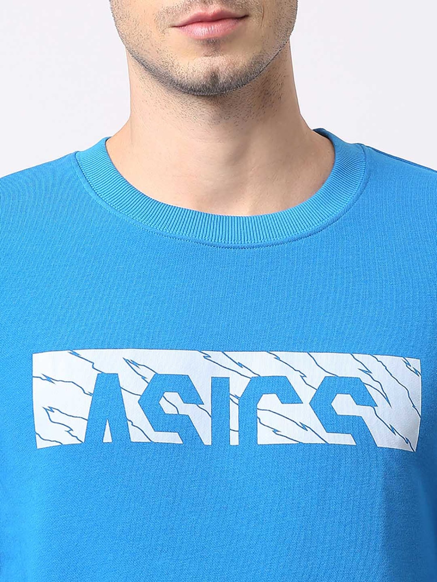 Asics Sky Blue Regular Fit Graphic Print Sweatshirt