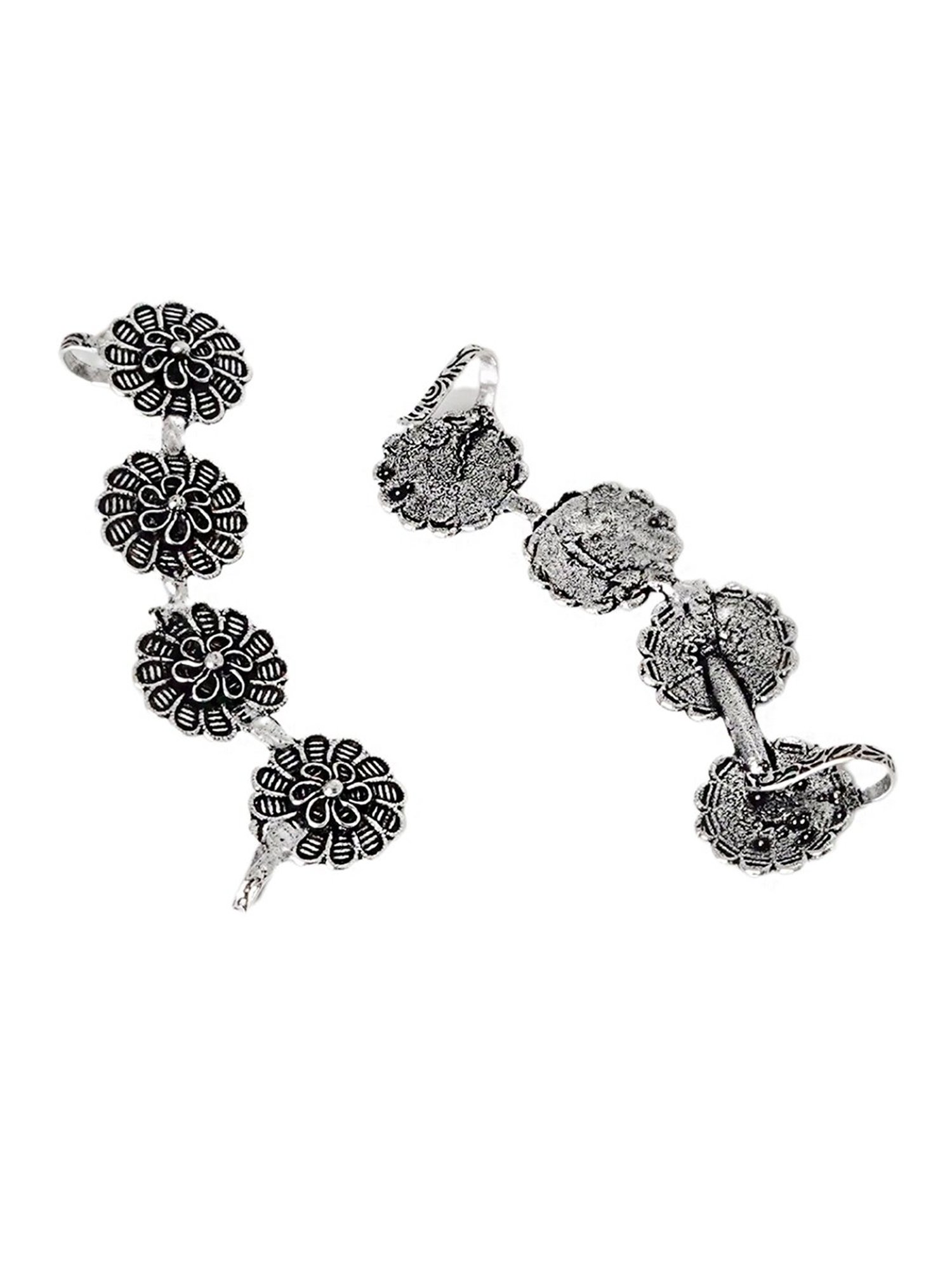 Teejh Ethnic Rashtri Silver Oxidized Ear Cuff Earrings