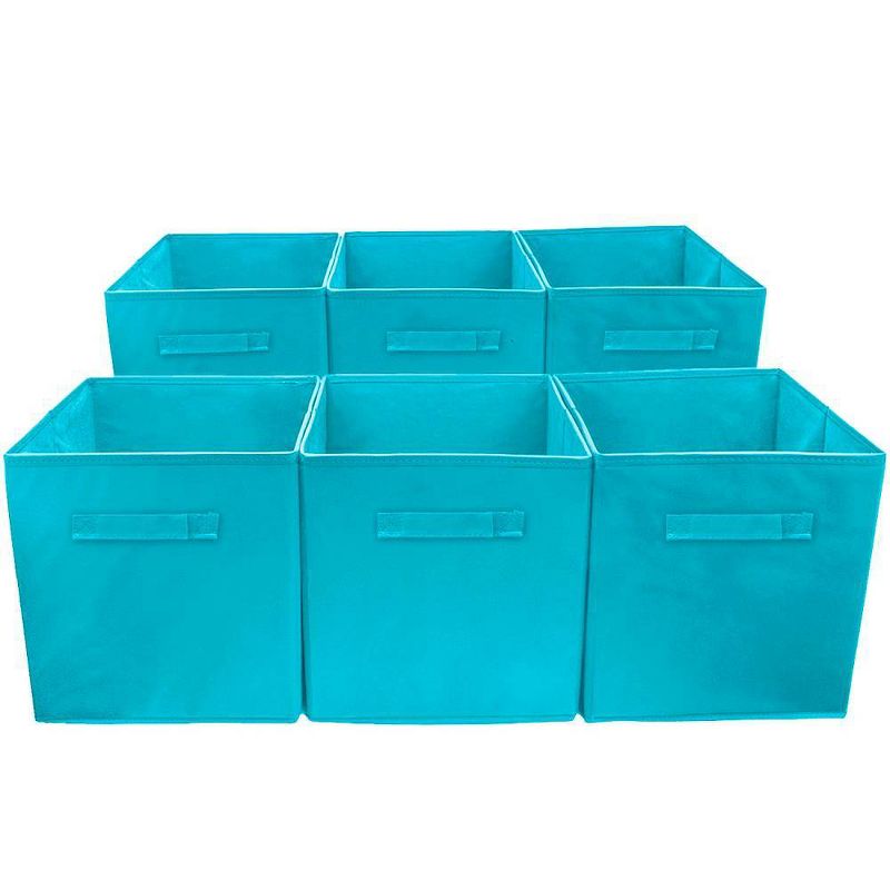 Sorbus 6pk Foldable Storage Cube Basket Bin Aqua