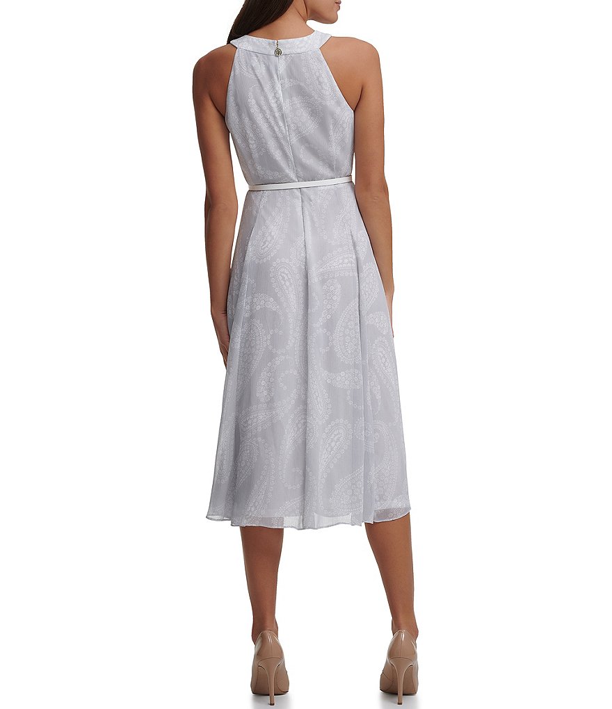 Vince Camuto Halter Bow Neck Sleeveless Midi Dress with Side Seam Pockets