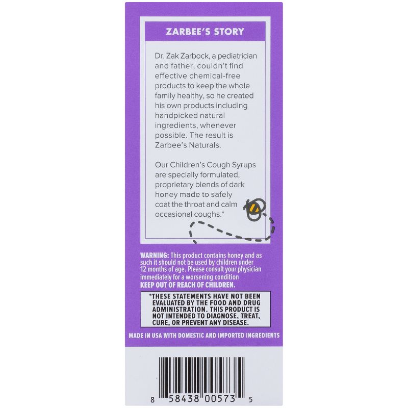 Zarbee's Naturals Children's Cough Syrup & Immune Support Liquid - Natural Berry - 4 fl oz