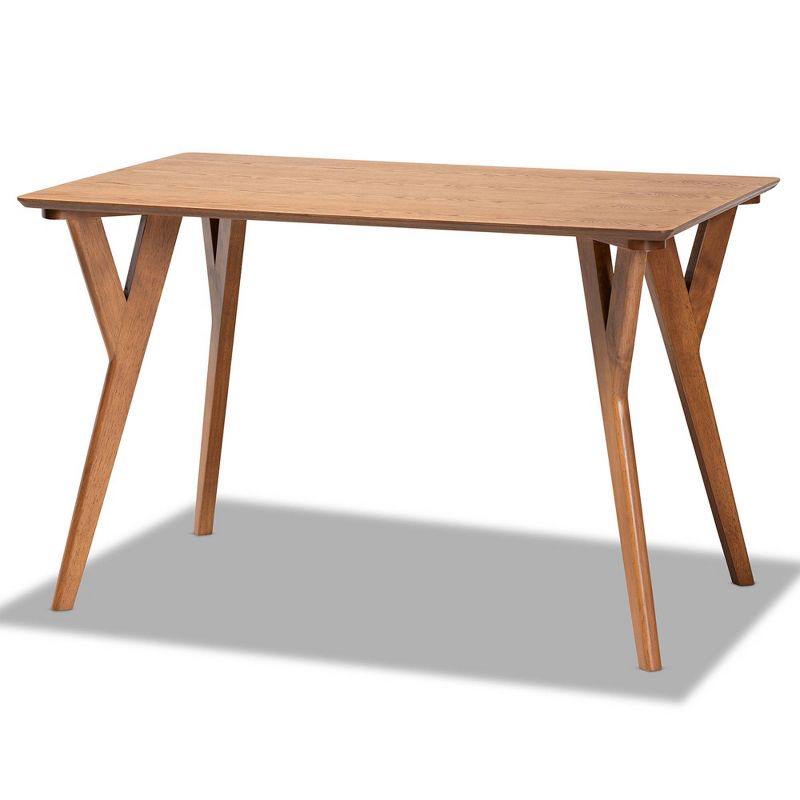 3pc Odessa Mid-Century Modern Fabric Upholstered Wood Dining Nook Set Walnut/Brown/Gray - Baxton Studio