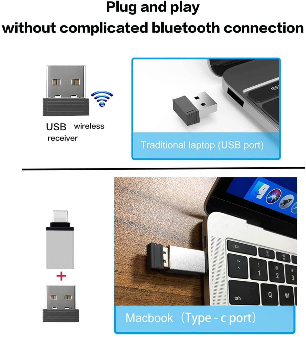 Wireless Mouse,Wireless Gaming Mouse,Full-size Mouse,Ergonomic Hand Grips,Mechanical Switches,Long battery life,Desktop Laptop PC Gaming Mouse, for Windows 7/8/10/XP Vista Linux MacOs