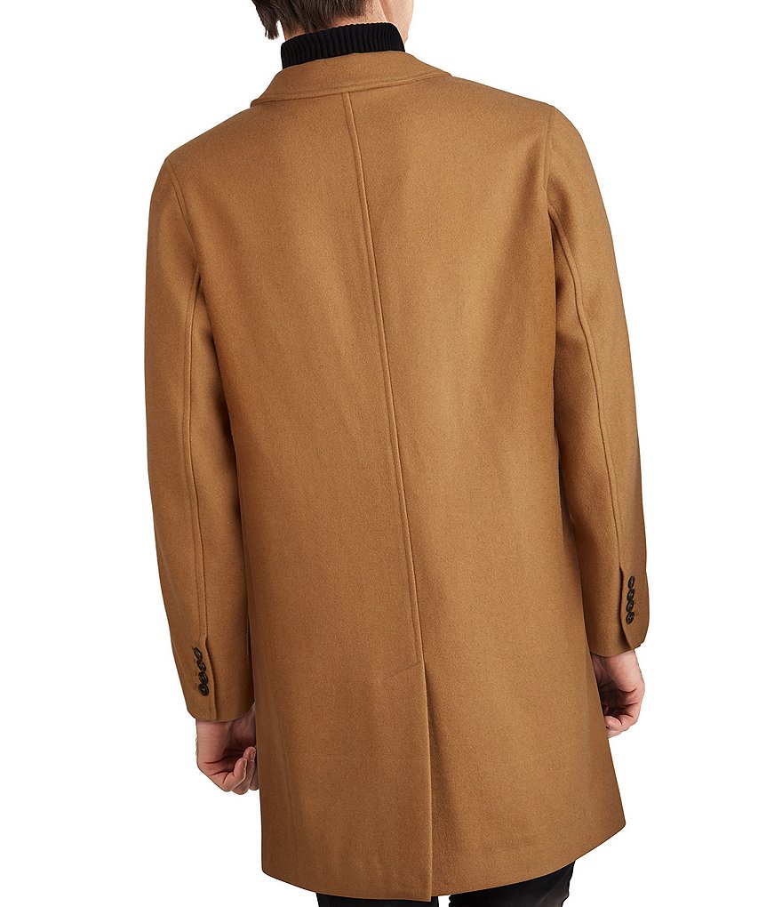 Cole Haan Melton Stand-Collar Button Front Wool-Blend Coat