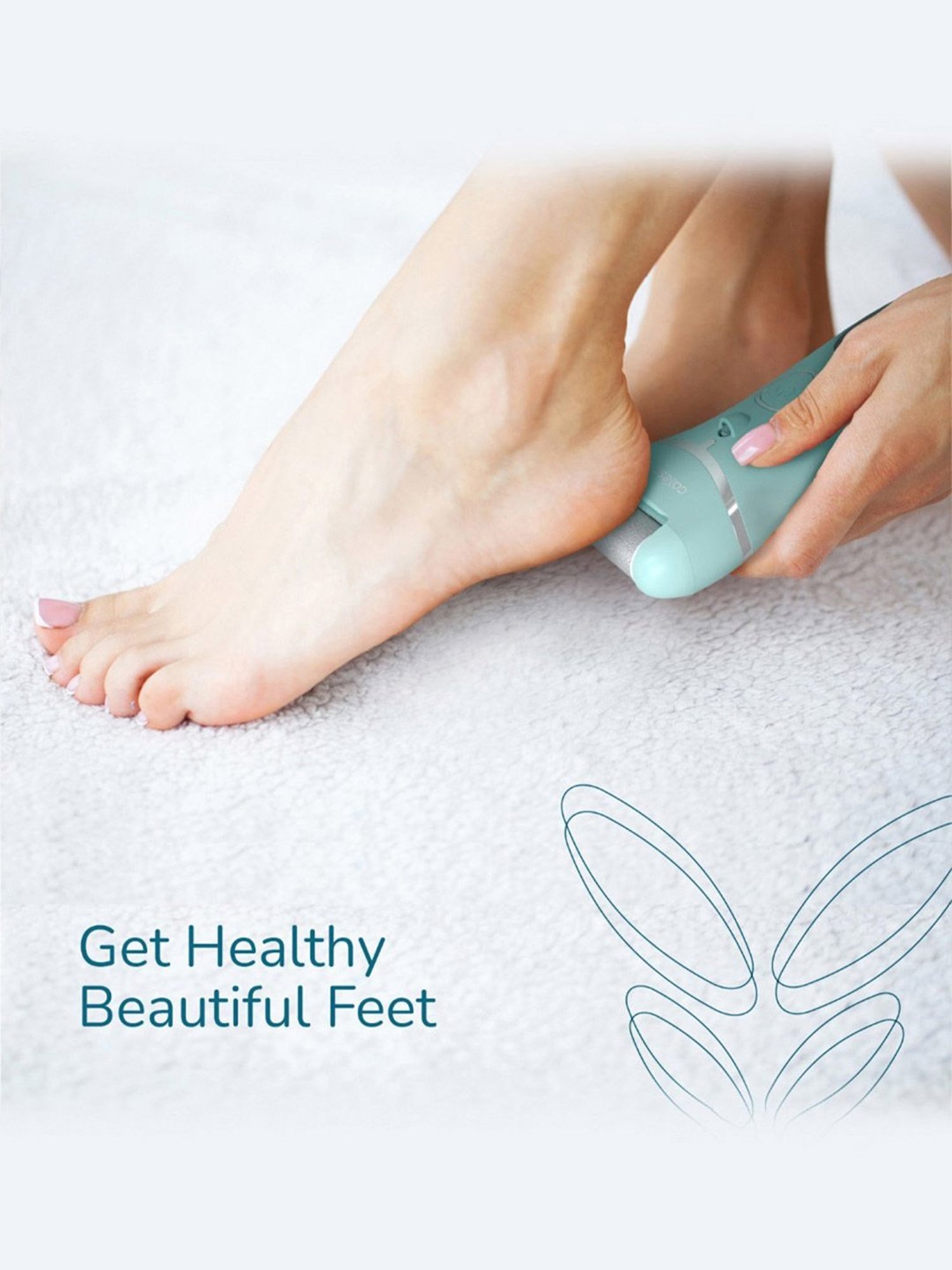 Caresmith Bloom Rechargeable Callus Remover, Foot Scrubber for Dead Skin, 3 Roller (Mint Green)