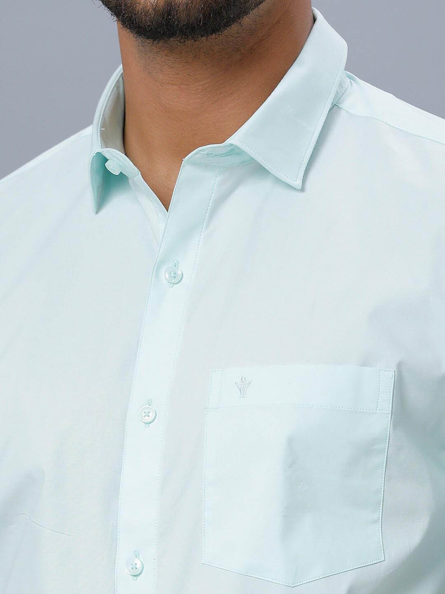 Ramraj Sky Blue Cotton Regular Fit Shirt