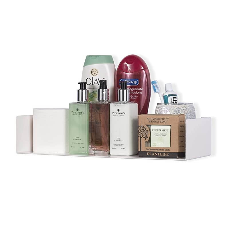 Bali Sturdy Metal U Shape Bookshelf - Wall Mountable CD DVD Storage Multi-Purpose Display Rack in White