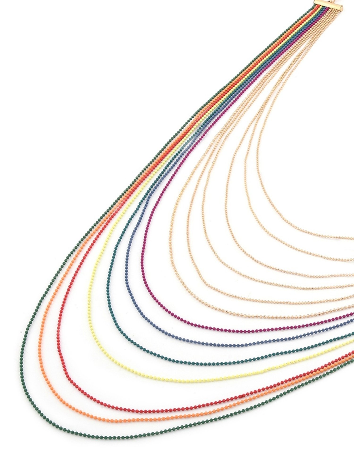 Zaveri Pearls Gold Tone Multicolor & Multi Layered Classy Contemporary Necklace & Earring Set