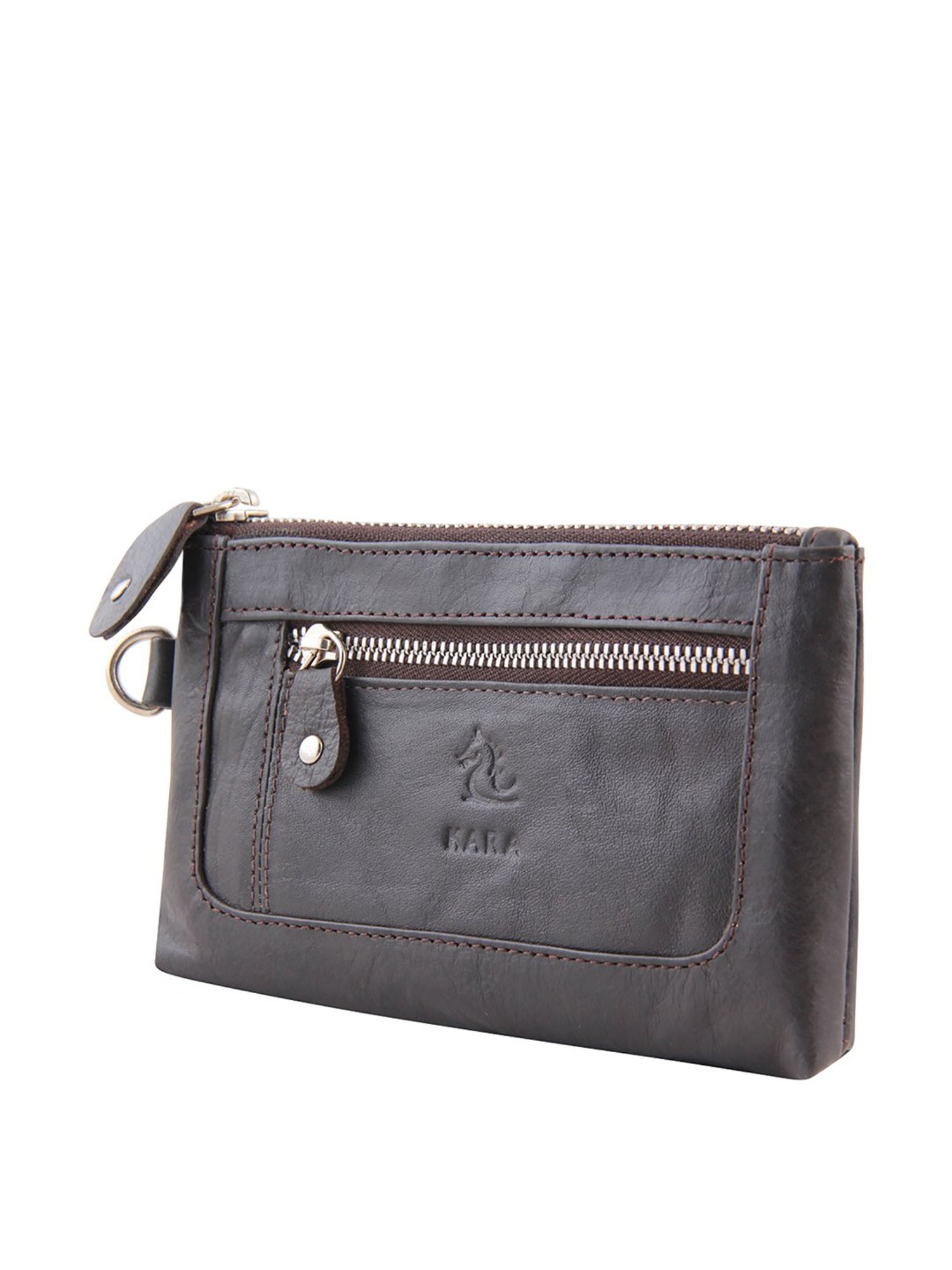Kara Brown Solid Pouch for Women