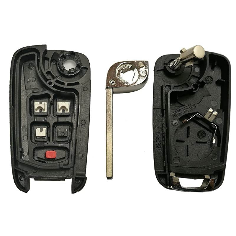 Fob Case Shell Fit for Chevrolet Chevy Equinox Sonic GMC Terrain OHT01060512 4 Buttons Replacement Flip Folding Smart Car Fob Cover with Uncut Blade Blank (4 Buttons Flip Shell)