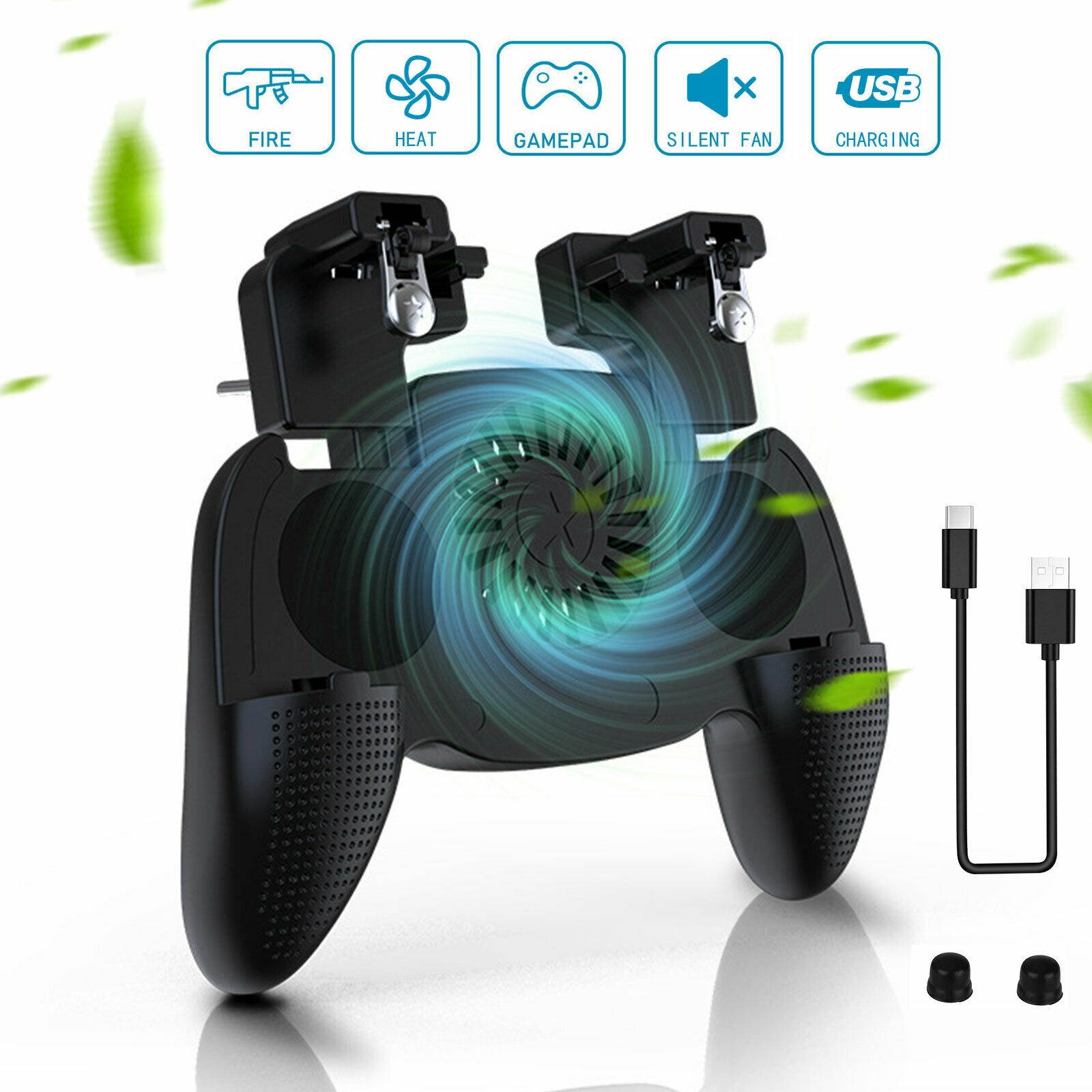 PUBG Mobile Phone Game Controller Joystick Gamepad + Cooling Fan for iOS Android