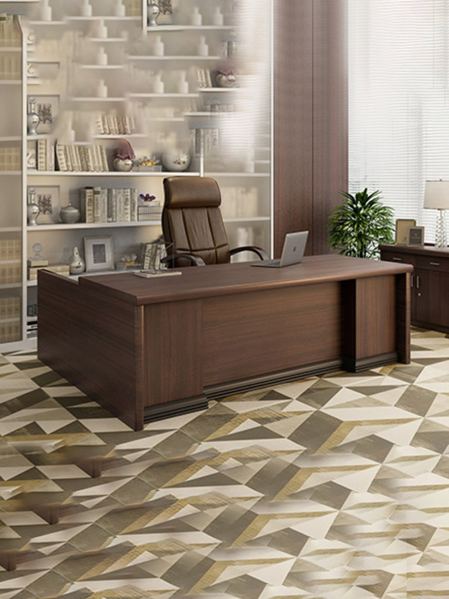 Durian Theon Brown Engineered Wood Office Desk