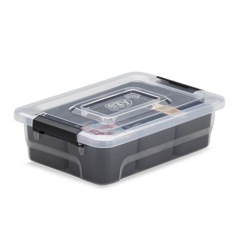 Ezy Storage Sort It 1.5 Quart Plastic Stacking Container Bin w/ 4 Cups (12 Pack)