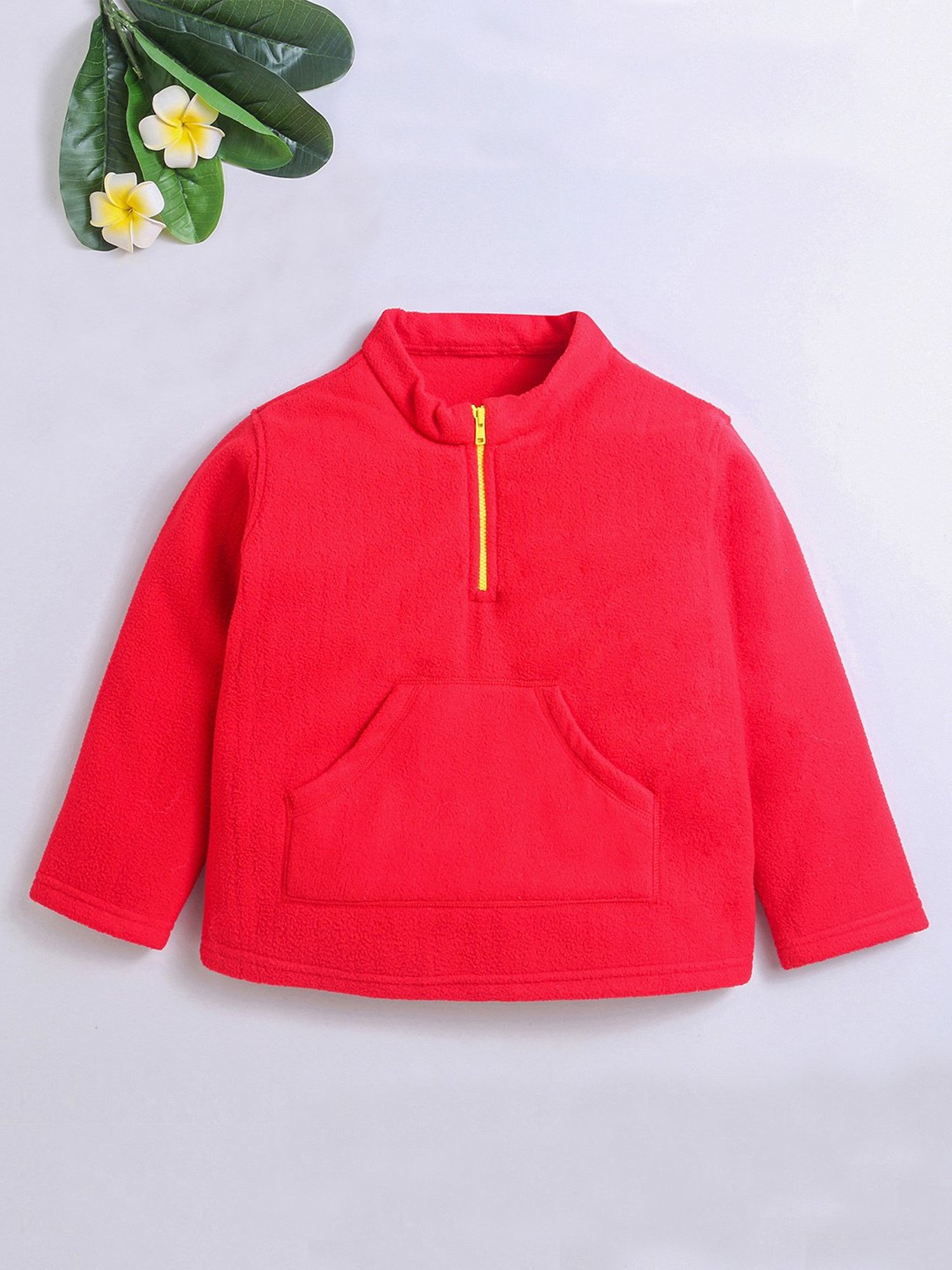 Nino Bambino Kids Red Solid Full Sleeves Sweatshirt