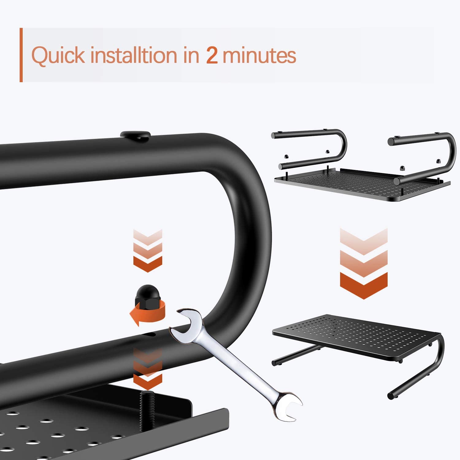 PUTORSEN Monitor Stand Riser with Vented Metal for Computer, Laptop, iMac, PC, Printer, Notebook and All Flat Screen Display, 14.5 Desktop Ergonomic Platform with Non-Skid Rubber 4 Inch Height