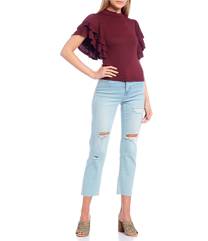 Double Zero Tiered Flutter Sleeve Top