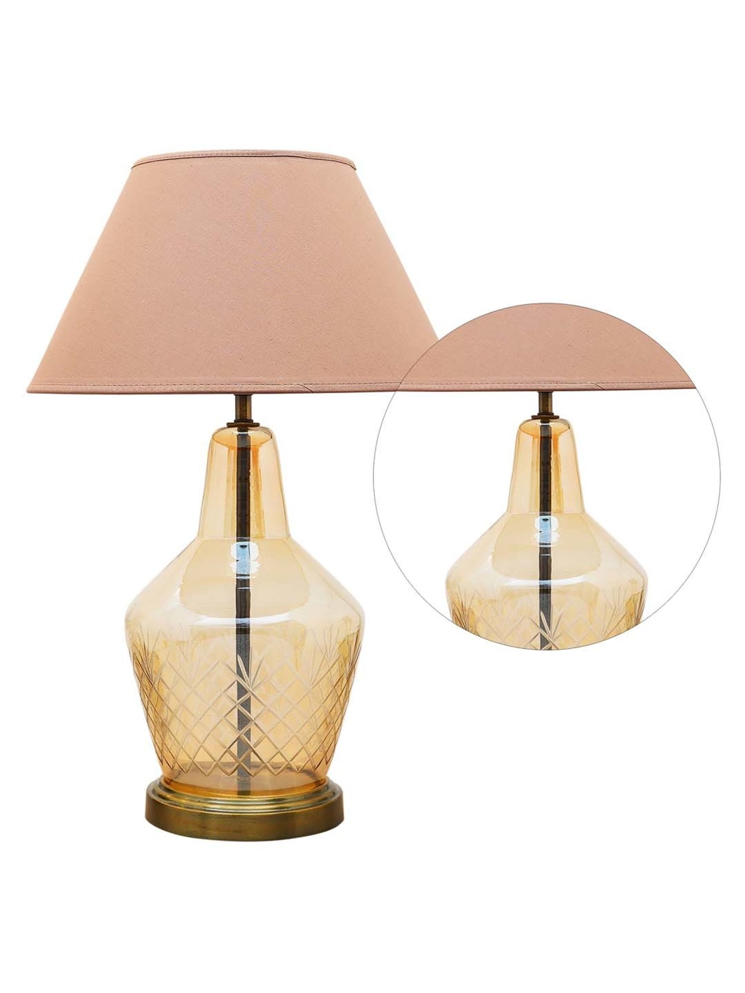 Kapoor E Illuminations 'Lolita' Light Brown & Amber Glass Table Lamp - Set of 1