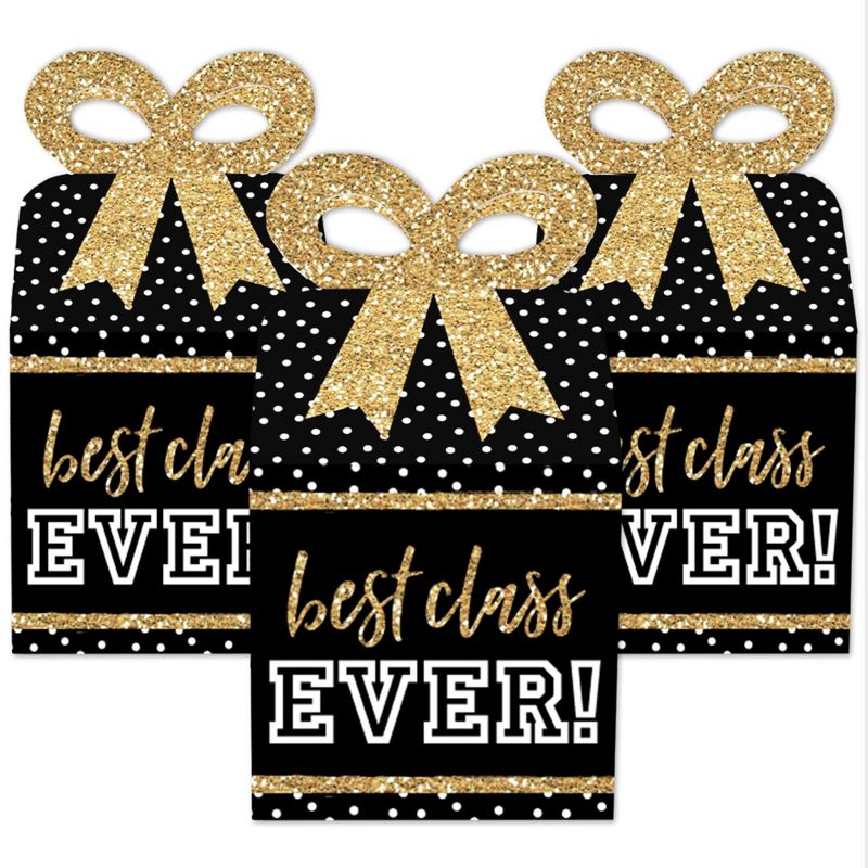 Big Dot of Happiness Reunited - Square Favor Gift Boxes - School Class Reunion Party Bow Boxes - Set of 12