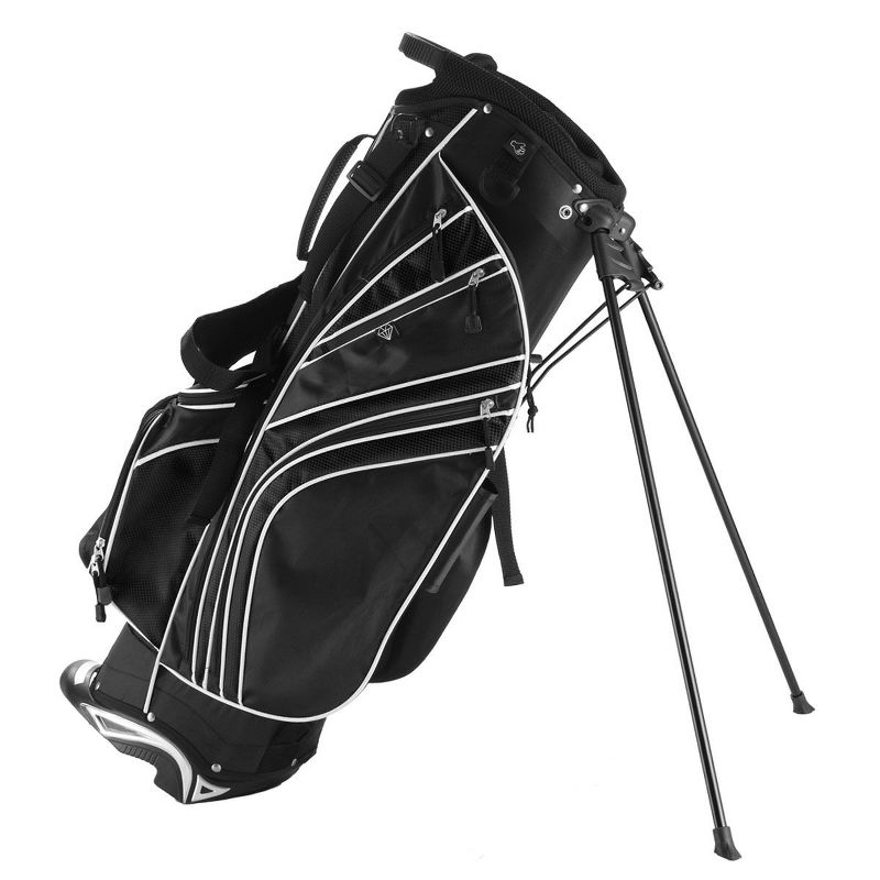 Costway Golf Stand Cart Bag Club w/6 Way Divider Carry Organizer Pockets Storage Black