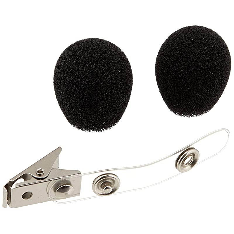RK318WS Black Foam Windscreens and Clothing Clip for All WH10 WH20 Headworn Microphones Set of 2 Limited Edition