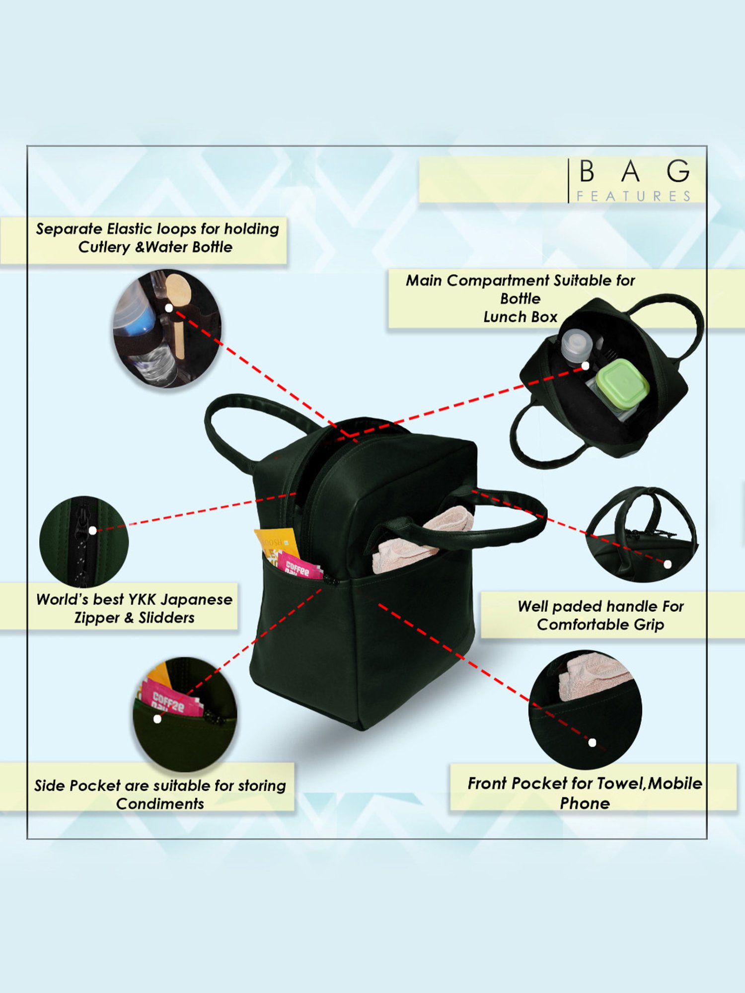 F Gear Modish Olive Green Medium Lunch Bag