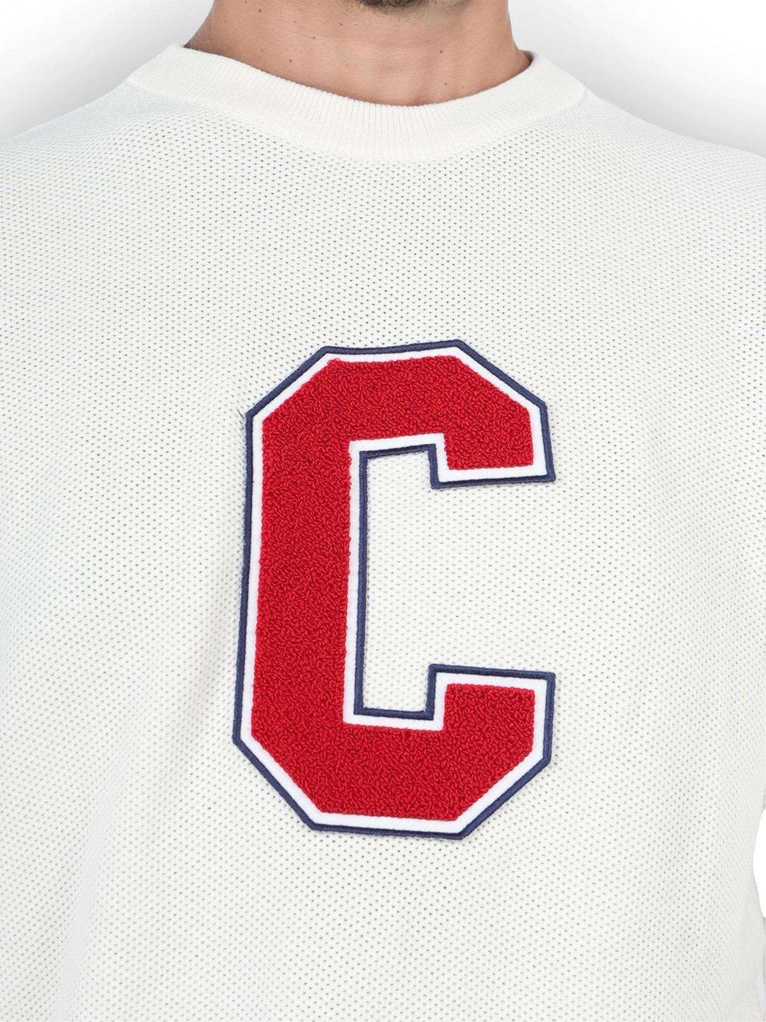 Celio* Ecru Regular Fit Printed Sweater