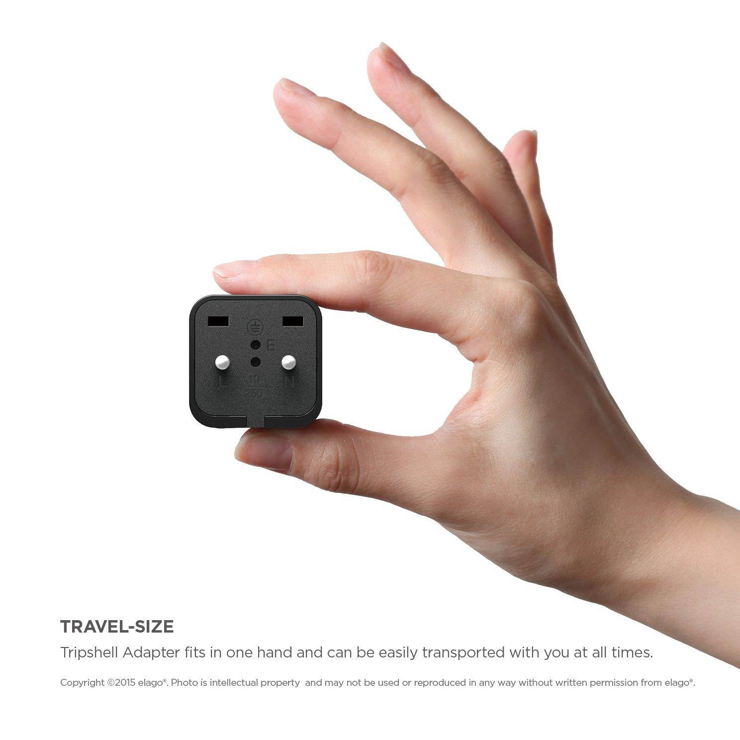 elago Tripshell Grounded Universal Dual Plug Travel Adapter - CE Certified, RoHS Compliant - 2Pcs (EUROPE-C)