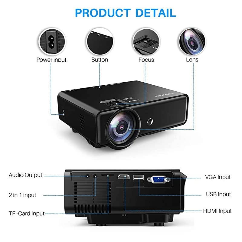 Projector  2400 Lux Video Projector supporting 1080P 50000 Hour LED Full HD Mini Projector Compatible with  Fire TV Stick HDMI VGA USB AV SD for Home Theater