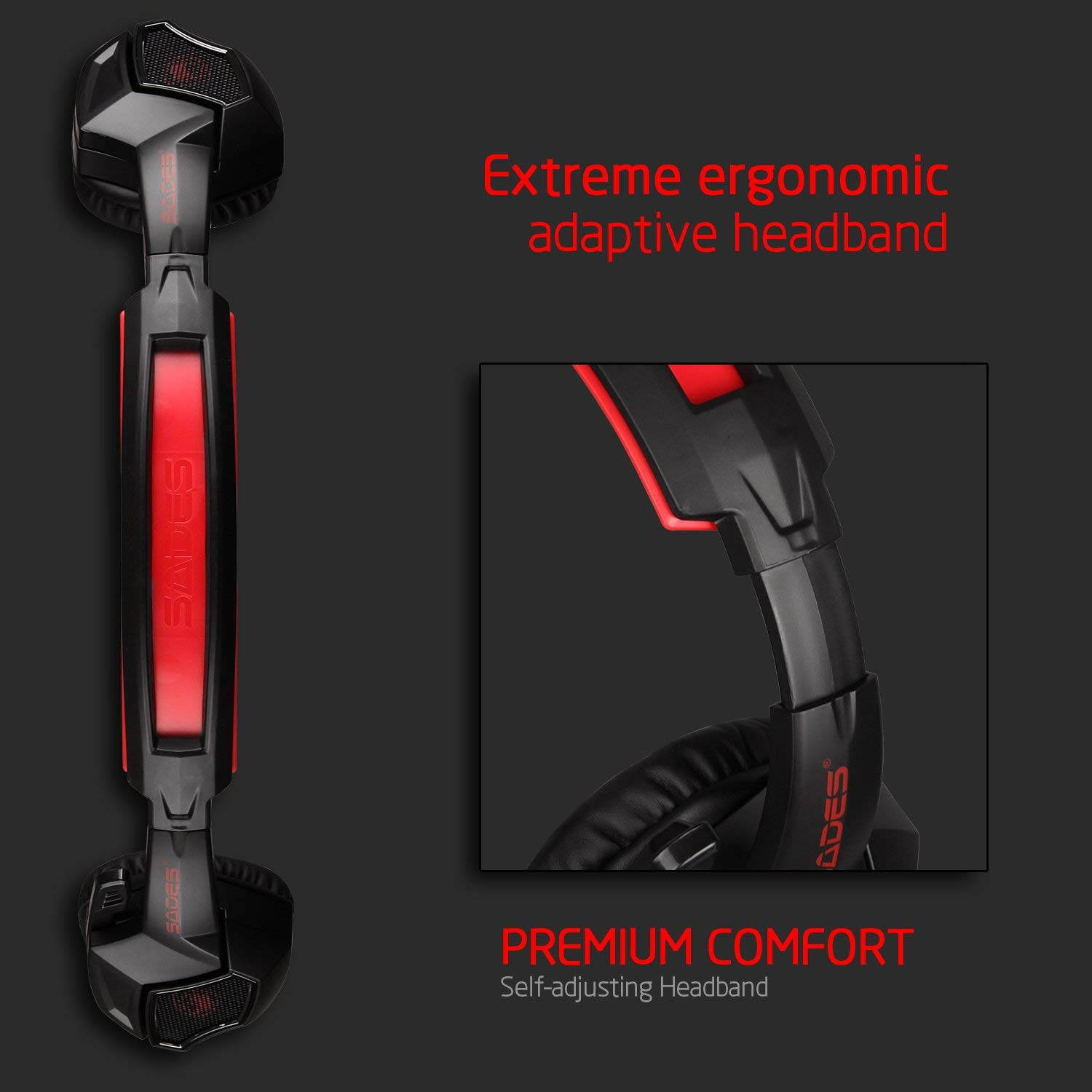 Stereo Gaming Headset PS4 Xbox One S, SADES SA920PLUS Noise Cancelling Over Ear Headphones with Mic, Bass, Soft Memory Earmuffs for PC Laptop Mac Nintendo Switch Games Mobile